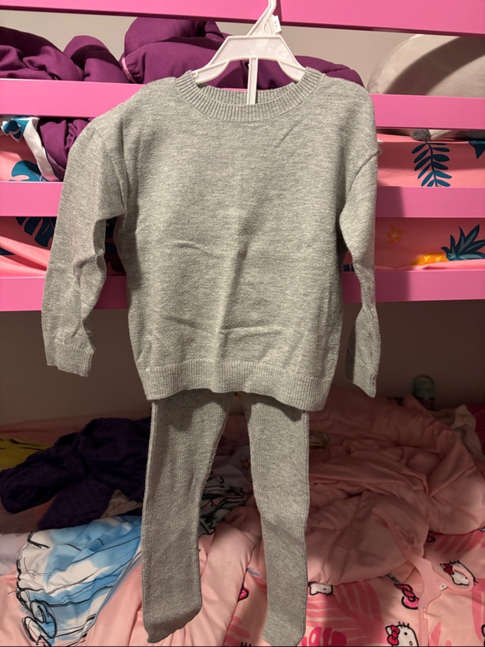 Cat & Jack Gray Knit Sweater and Leggings Matching Set
